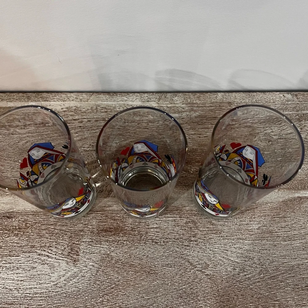 Vintage Libbey King Queen Playing Card Themed Glassware -Set of 3-